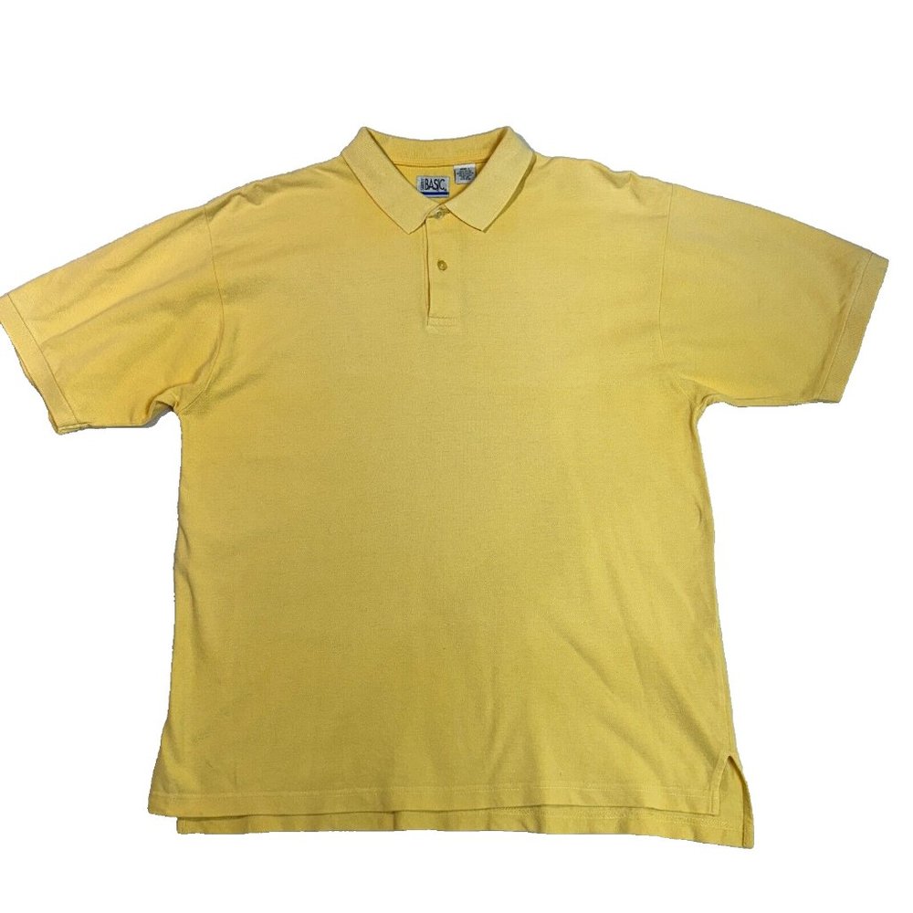 Simply Basic Men's L Yellow Cotton Golf Polo Shirt - Casual Sporty Top